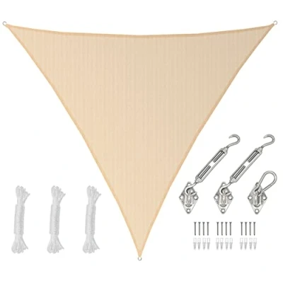 Image de AMANKA 7x7x7 Voile d&#039;Ombrage Triangulaire Respirante Toile de Jardin UV avec Fixation Acier INOX