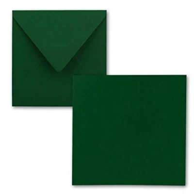 Image de FarbenFroh® by GUSTAV NEUSER® Lot de 25 cartes simples, carrées, 15 x cm, avec enveloppes, en vert foncé, pour vœux, etc.
