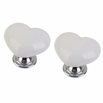 Image de Creatwls Lot de 2 Forme coeur Boutons Meuble Céramique bouton meuble, poignées céramiques Tiroir porte Décoration pour chambre d&#039;enfants