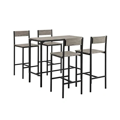 Image de SoBuy® OGT14 N Set de 1 Table + 4 chaises Ensemble Bar tabourets avec Repose Pieds Mange Debout Haute Cuisine