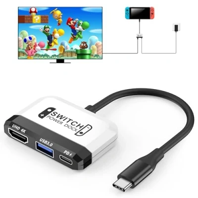 Image de Switch TV Dock für Nintendo Switch/OLED, 3 en 1 Portable mit 4K HDMI, Port USB 3.0, Type C 100W Pd, Station d&#039;accueil Mini Travel