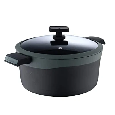 Image de MasterPRO Gastro Reeco Casserole avec couvercle 20 cm et 10 de hauteur Heatdot Fonte d&#039;aluminium recyclée Revêtement antiadhésif Poignées douces au toucher Tous feux