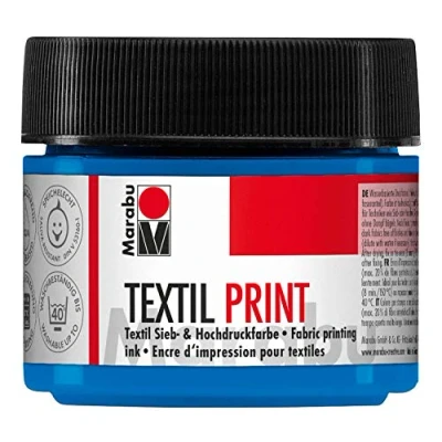 Image de Marabu 17030050956 Peinture textile Print, tamis et haute pression à base d&#039;eau, 100 ml, cyan primaire Version Allemande