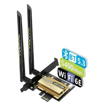 Image de Carte WiFi 5400Mbps PCIe 6E WAVLINK Nouvelle réseau Adaptateur sans Fil tri Bande AX210 avec Bluetooth 5.3, MU MIMO WPA3 OFDMA Support de Profil Bas, dissipateur Thermique pour PC Windows