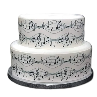 Image de Top That Ruban décoratif comestible sur le thème des notes de musique Parfait pour les grands gâteaux Facile à utiliser
