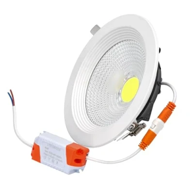 Image de JANDEI Spot Encastré LED COB 10W, Etanche à Cadre Rond en Aluminium Blanc, 130x55mm (trou d&#039;encastrement 105mm), 900 Lumen. IP44 pour salle de bain, cuisine 1 unité (Lumière Neutre 4200K)