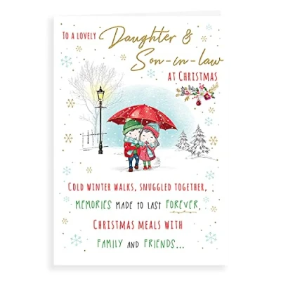 Image de Piccadilly Greetings Group Ltd Carte de Noël Avant Garde Studios Personnage Fille &amp; Son in Law 22,9 x 15,2 cm, H95008