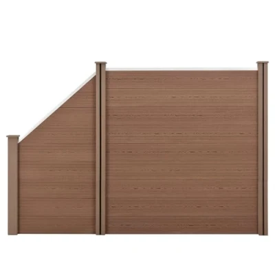 Image de NEU.HOLZ Clôture Brise Vue Vent Bois Composite (WPC) Quadratique et Oblique Brun 183 x 277 cm
