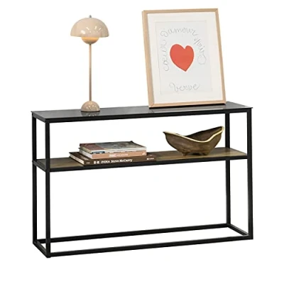Image de SoBuy Table Console avec Surface en Verre d&#039;Entrée Métal Décorative Buffet d&#039;Appoint Vintage, 110x30x70cm, FSB43 SCH