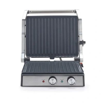 Image de Petra Gril électrique grandes plaques 29 x 23cm, ouverture à 180 pour la cuisson sur 2 surface, revêtement antiadhésif en céramique sans PFAS, Température et minuterie réglables, 2000 W PT6234VDE