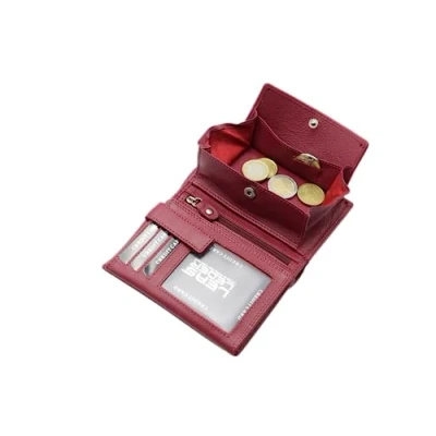 Image de LEAS Modèle Vienne Portemonnaie Particulier en Cuir de Vachette, Fabrication façon « viennoise », avec Compartiment pour la Monnaie carré typique, Rouge/Cerise Special Edition&#039;&#039;