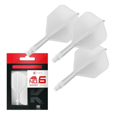 Image de Target Darts K Flex Integrated Dart Flight And Shaft, No.6 Blanc (Court) Pack de 3 fléchettes No 6, 2 en 1 moulé avec précision et tige fléchette Accessoire professionnel