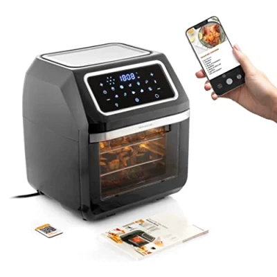 Image de InnovaGoods® air fryer 12L, Friteuse sans huile 1800W avec +100 recettes en FR. à 8 accessoires, 10 programmes, écran tactile, four chaud fenêtre et lumière intérieure.