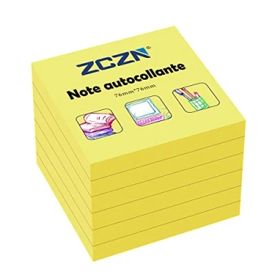 Image de ZCZN Feuillets Autocollantes 480 de 76 x 76mm, 80 par Blocs Notes Convient aux Mémos, Messages, Rappele Jaune