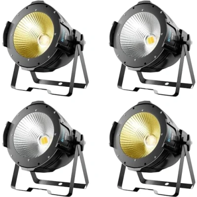 Image de BETOPPER Jeux de lumiere pour soiree dj DMX Par projecteur 100W COB Éclairage scène blanc spotlight stroboscope lampe théâtre photostudio disco bar mariage fête spectacle LC001 H 4 Packs