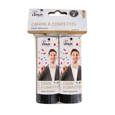 Image de P&#039;tit Clown re28013 Lot de 2 canons à confettis 11 cm, Papier Multicolore