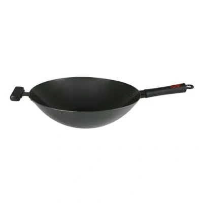 Image de Swift Spice Dexam Wok Professionnel Profond Anti adhésif Acier Carbone avec 2 poignées Résine phénolique isolantes 34 cm