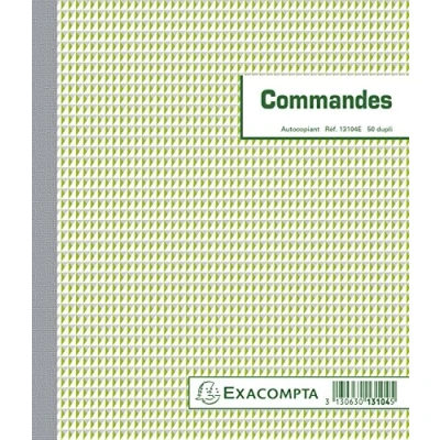 Image de Exacompta Réf. 13104E 1 Manifold COMMANDES 50 feuillets numérotés et autocopiants en 2 exemplaires (1 original + copie) format 210 x 180 mm fabriqué France