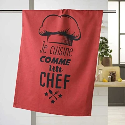 Image de douceur d&#039;intérieur comme Un Chef TORCHON, Coton, Rouge, 50 x 70 CM