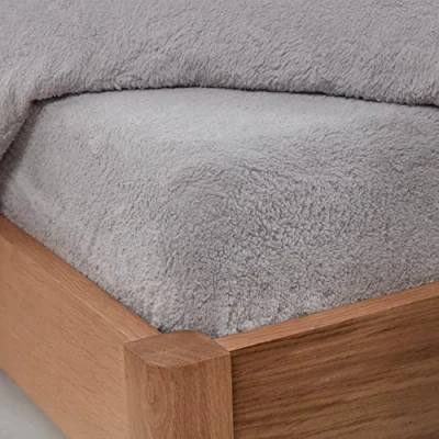 Image de Brentfords Super King, 100 % polyester, polaire Sherpa douce., Gris argenté, Simple