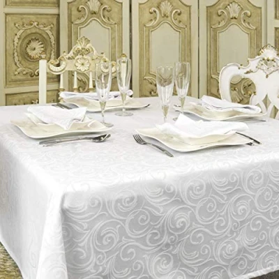 Image de BGEUROPE Nappe Antitache Blanc Réf. Lyon 150cm x 200cm