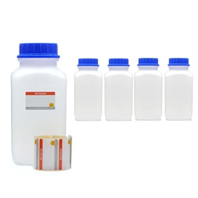 Image de Octopus Lot de 5 bouteilles 2500 ml à col large avec bouchon vis, produits chimiques, laboratoire couvercle comme récipient rangement pour laboratoire, cuisine