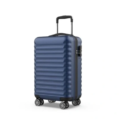 Image de NUMADA Valise Cabine Upfly 20&#039; ABS (53x33,5x22cm) avec Fermeture à Combinaison et 4 roulettes Doubles 360. Bagage Rigide résistante légère intérieur compartimenté Bleu Marine
