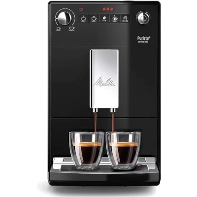 Image de Melitta Purista Noire, Machine à Café Grain avec Broyeur et Système d&#039;Extraction des Arômes, Silencieuse, Mode 1 2 Tasses, Expresso, F230 102, 1450W