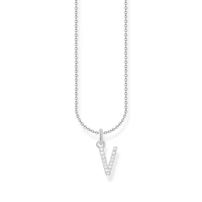 Image de THOMAS SABO Collier lettre V en argent sterling 925 avec zircone KE2261 051 14