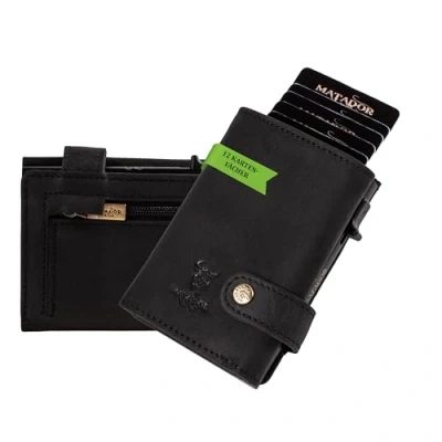 Image de MATADOR Slim Wallet London Étui pour cartes de crédit en cuir Avec porte pop up compartiment à monnaie et protection RFID Mini Petit portefeuille