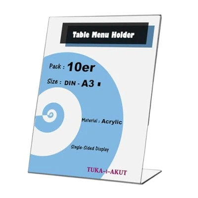 Image de TUKA 10x Présentoirs de Table A3 Portrait, Acrylique 3mm d&#039;épaisseur, Transparent L Stand Inclinés Porte Brochures Menu Support Présentation pour Bureau Réception Foires, TKD8200