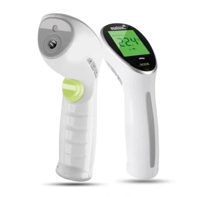 Image de Thermomètre infrarouge Pulox 2 en 1 numérique frontal et de surface pour bébés adultes Affichage LCD, alarme fièvre rappel mémoire