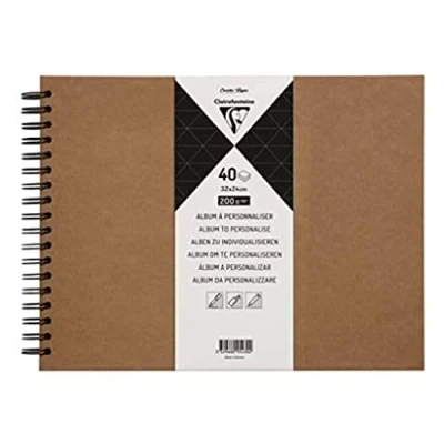 Image de Clairefontaine 95430C Album Spiralé à Personnaliser 40 Feuilles de Papier Kraft Épais 200g/m² Format 32x24 cm Couverture Rigide Loisirs Créatifs, DIY, Scrapbooking