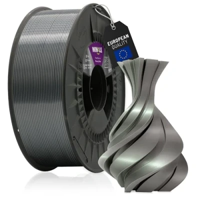 Image de WINKLE Filament PLA Silk (Seda) Argent Mercure pour imprimante 3D 1,75 mm 300 g Finition douce et soyeuse Précision dimensionnelle Bobine de