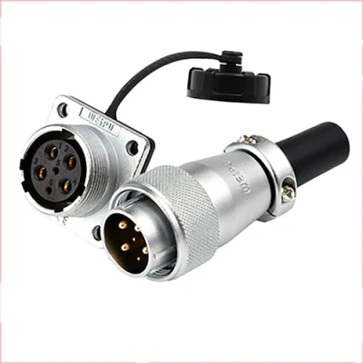 Image de HangTon WS20 Connecteur rond d&#039;aviation 6 broches en métal 5 A 25 mâle femelle étanche à la poussière pour industrie, électricité, AC, solaire, automobile, utilisation extérieur