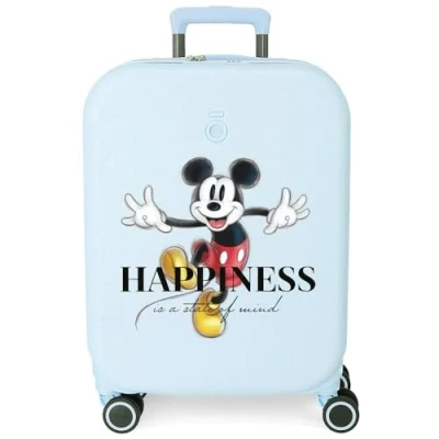 Image de Valise Cabine Disney Mickey Bonheur Bleu 40x55x20 cm ABS Rigide Fermeture TSA Intégrée 37L 2.74 kgs 4 Double Roues Bagage Main Extensible
