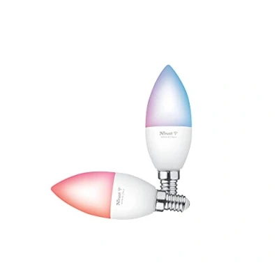 Image de Trust WiFi E14 Ampoule Connectée, Compatible avec Alexa et Google Home, LED Couleur, Sans Hub, 2.4GHz Lampe LED, WiFi, Blanc Couleur Lot de 2