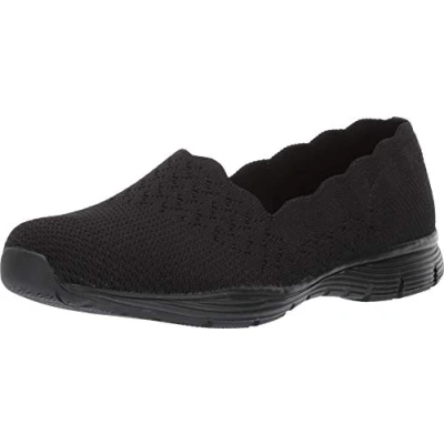 Image de Skechers Seager Stat, Baskets Enfiler Femme Noir (Black Flat Knit Bbk) 40 EU