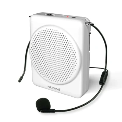 Image de NORWII Mini casque amplificateur de voix, 3 heures charge rapide et jusqu&#039;à 30 lecture, voix personnel, micro haut parleur portable pour enseignants, entraînement (Blanc)