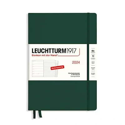 Image de LEUCHTTURM1917 367749 Composition (B5) Agenda semainier et bloc notes 2024, avec carnet supplémentaire pour adresses anniversaires Vert forêt 12 mois