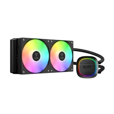 Image de GAMDIAS AIO Watercooling 240mm, Refroidisseur CPU Processeur, Câble Caché, Ventilateurs PWM ARGB, MB Sync, Intel LGA 1700/1200/115x, AMD AM5/AM4, Noir