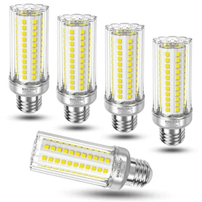 Image de ampoule E27 Mais LED 16W avec culot à vis, Blanc Froid 6000K 1900LM Lumineux, (équivalent incandescentede 120W 150W), Chandelier 360 Larges Faisceaux, non dimmable, Lot de 5
