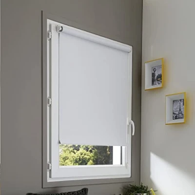 Image de MADECOSTORE Store Enrouleur occultant sans percer Blanc L36 x H170cm