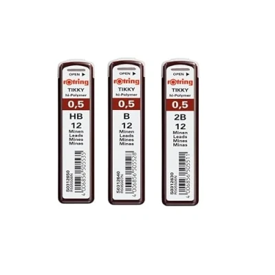 Image de rOtring Recharges Hi Polymer pour porte mines fins de 0,50 mm Lot B (12 mines), HB 2B mines)