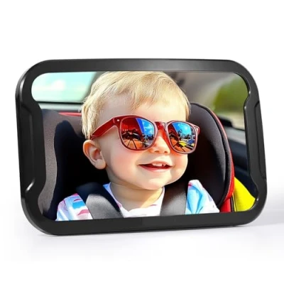 Image de Oderra Miroir Voiture Bébé, Incassable Bébé Retroviseur, Qui Ne Tombe Pas, 360 Rotation Réglable, Accessoire Bebe Essentiel Naissance