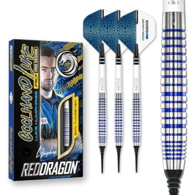 Image de RED DRAGON Luke Humphries TX3 Jeu de fléchettes Souples en tungstène qualité supérieure avec vols et tiges Bleu Froid SE 20 g
