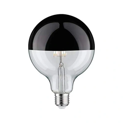 Image de Paulmann 28680 Ampoule LED à Filament G125 6 W Tête Miroir Noir chromé 2700 K Blanc Chaud Intensité variable E27, Plastique, W, Kopfspiegel Schwarzchrom