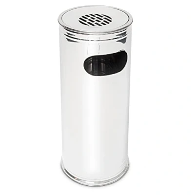 Image de Relaxdays 10018507 pied Poubelle extérieure en acier inoxydable incluant un cendrier 75 cm de haut, gris argenté, inox, 27 x