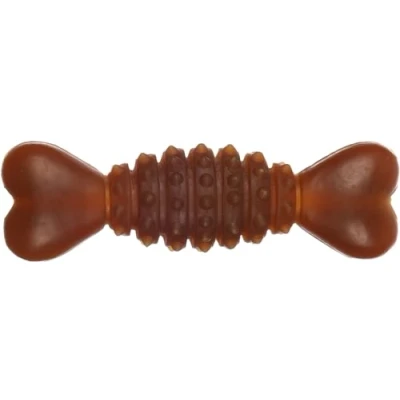 Image de Flamingo Jouet pour Chien Rubba Caoutchouc Os avec épines Brun 20x6x6cm 100% Naturel Prévient la Plaque Dentaire et Masse Les gencives