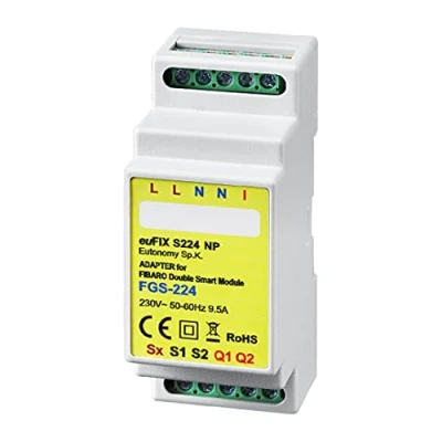 Image de Eutonomy euFIX Adaptateur de rail DIN pour FIBARO Double Smart Module, sans boutons, S224NP